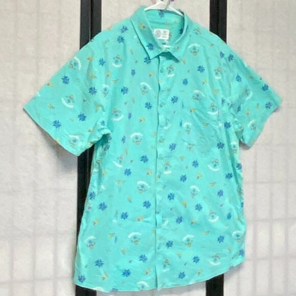 Hurley Stretch Button-Up Tropical Print Collared Shirt XXL Casual Short Sleeve - Picture 3 of 12